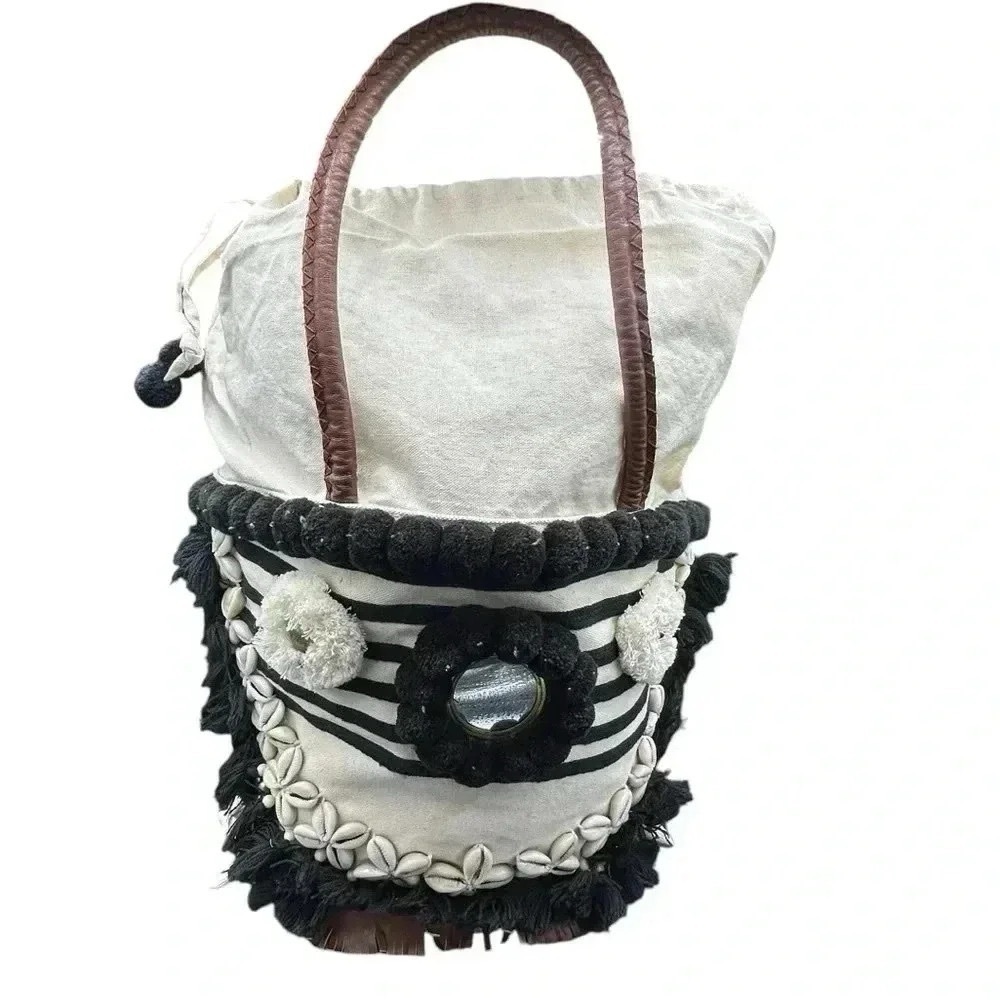 Figue Bardot Raj Palace Tuk Tuk Tote Shell Embellished Boho Beach Bag